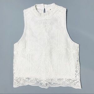 San Souci Crochet Halter Top - Off White